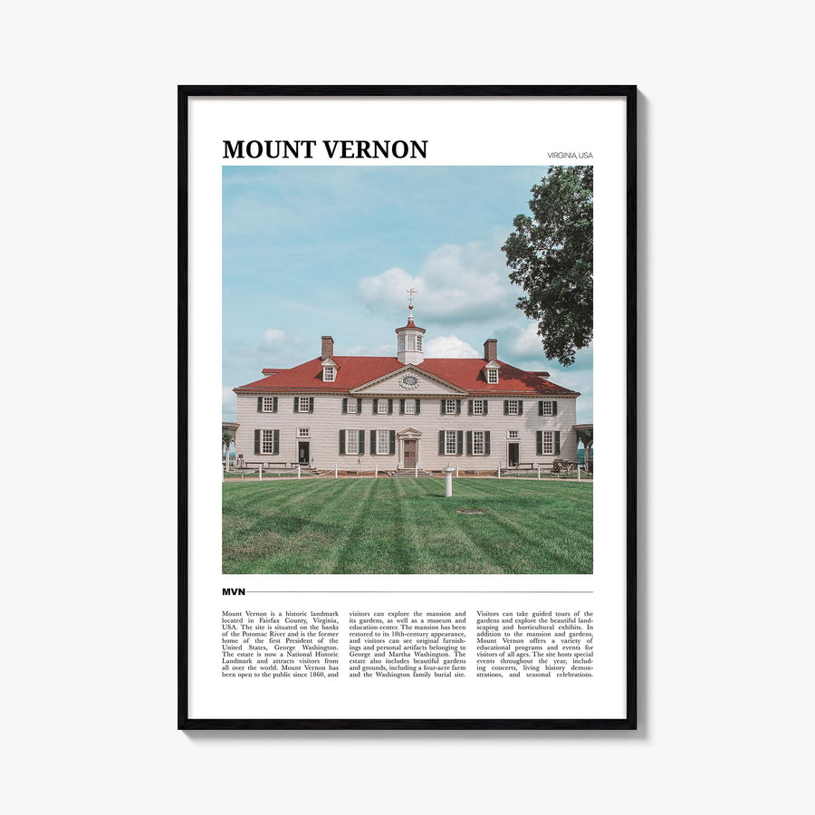 Mount Vernon colorful travel poster of New York, USA – vertical wall art, unframed print shown in interior mockup