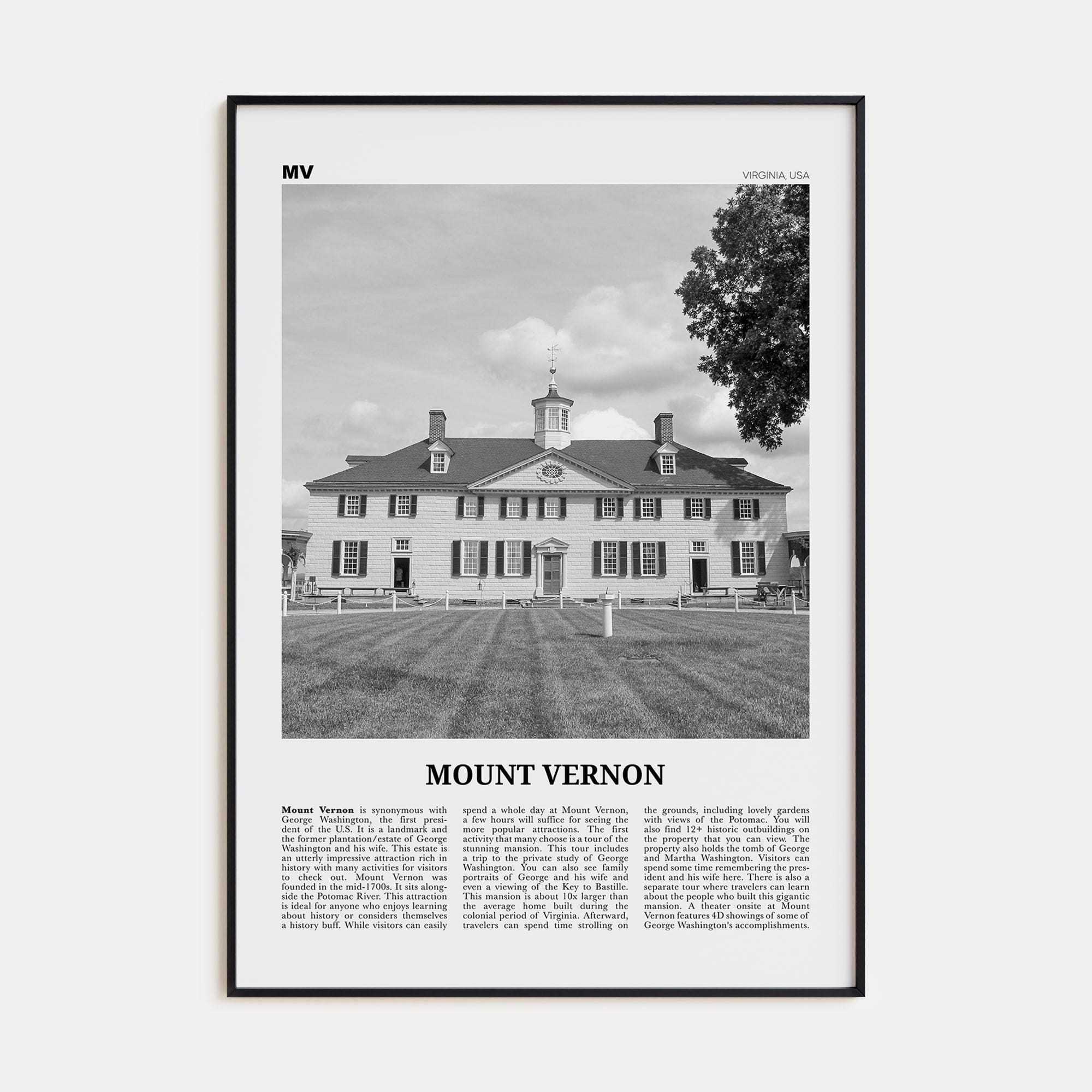 Mount Vernon Poster None / 8x12 in Nbourhood Travel B&W Poster