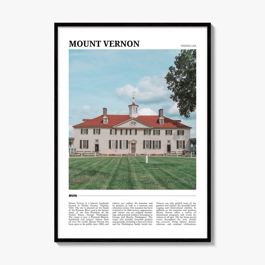 Mount Vernon Travel Poster, framed poster mockup