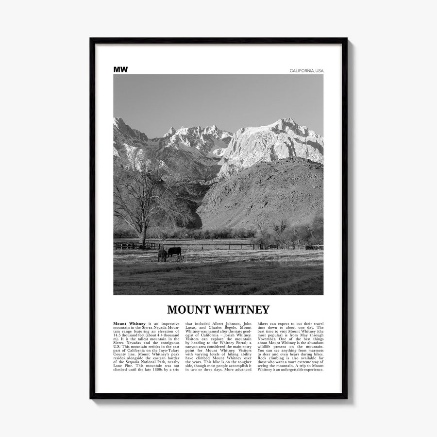 Mount Whitney Newspaper Poster, framed poster mockup