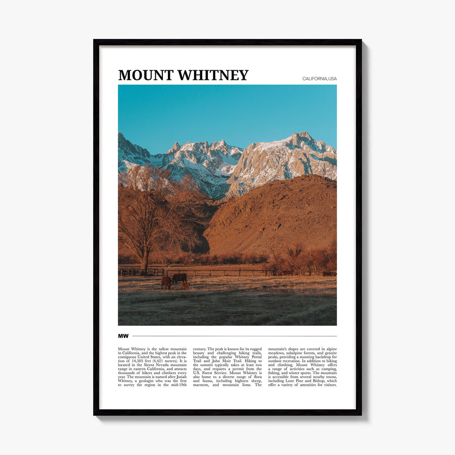 Mount Whitney Travel Poster, framed poster mockup