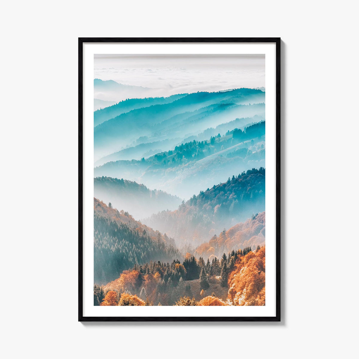 Mountain Landscape colorful photo poster – vertical wall art, unframed print shown in interior mockup