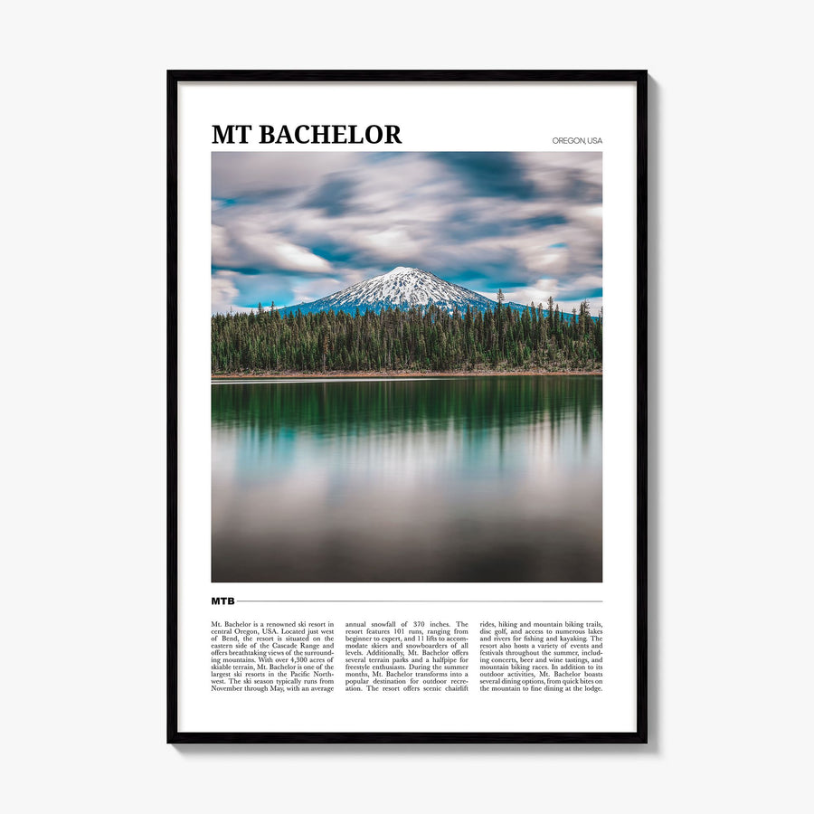 Mt Bachelor Travel Poster, framed poster mockup