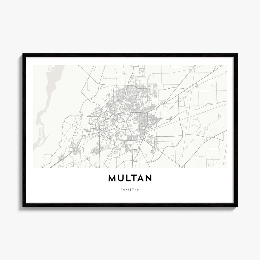 Multan Map Poster, framed poster mockup