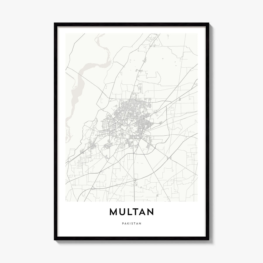 Multan Map Poster, framed poster mockup