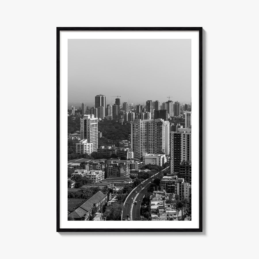 Mumbai black & white photo poster of India – vertical wall art, unframed print shown in interior mockup