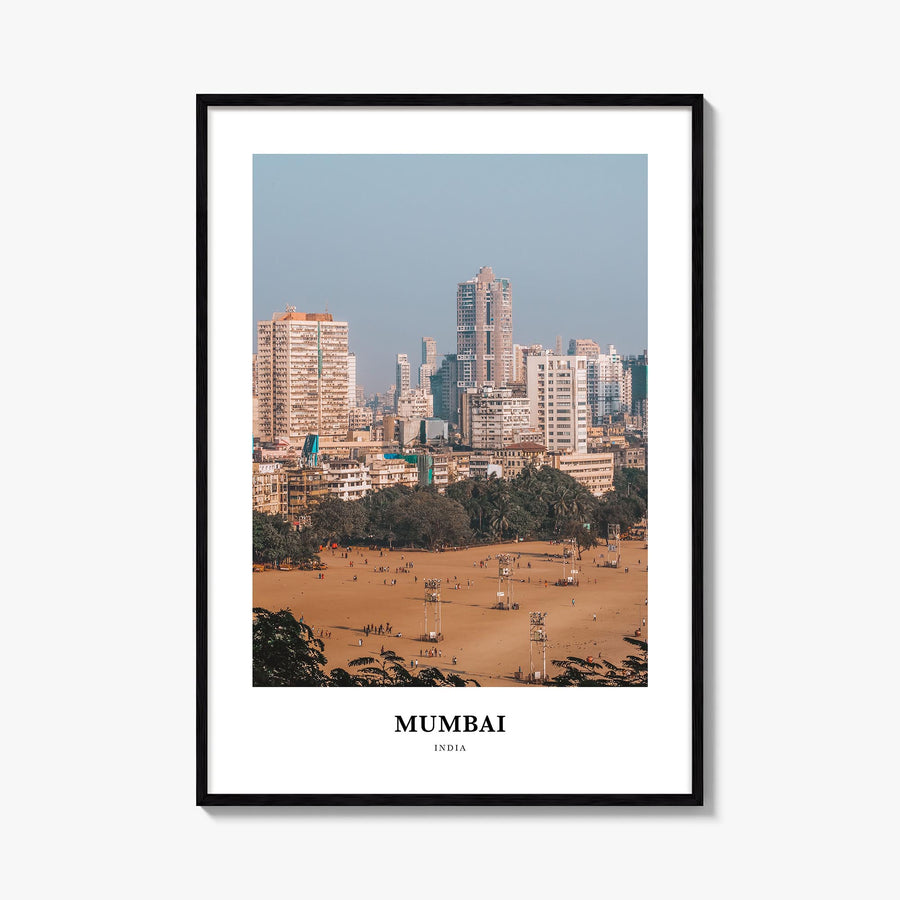 Mumbai colorful classic poster of India – vertical wall art, unframed print shown in interior mockup