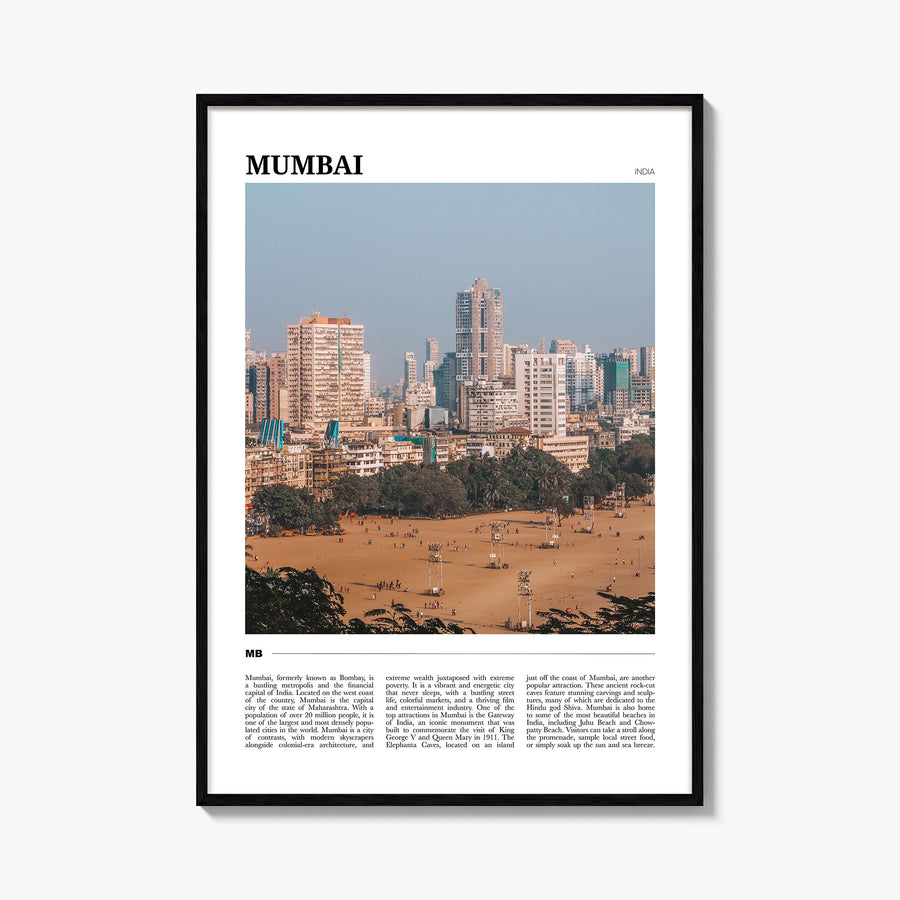 Mumbai colorful travel poster of India – vertical wall art, unframed print shown in interior mockup