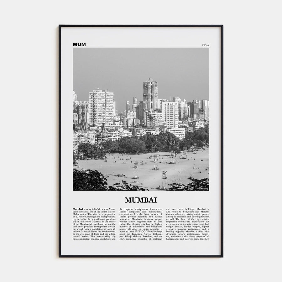 Mumbai Poster None / 8x12 in Nbourhood Travel B&W Poster