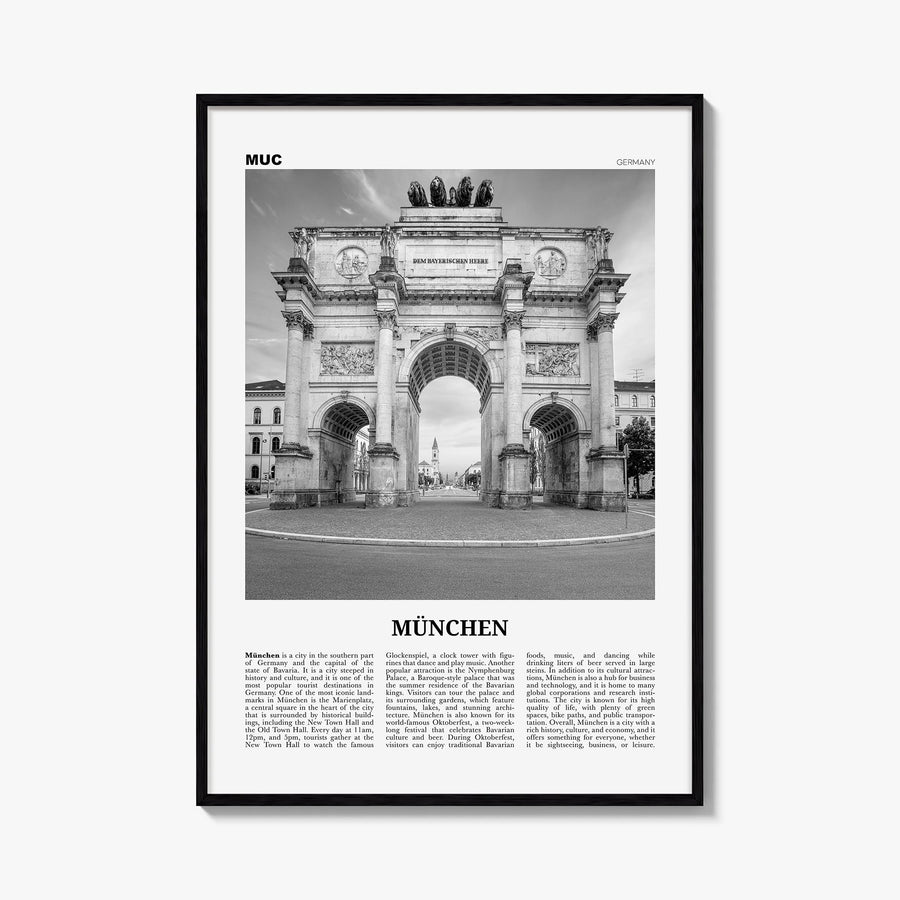 Munich no. 1 black & white newspaper poster of Germany – vertical wall art, unframed print shown in interior mockup