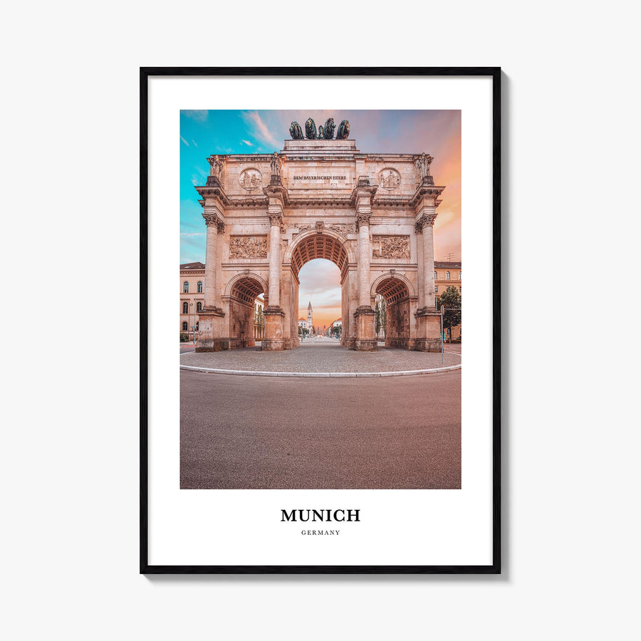 Munich colorful classic poster of Germany – vertical wall art, unframed print shown in interior mockup