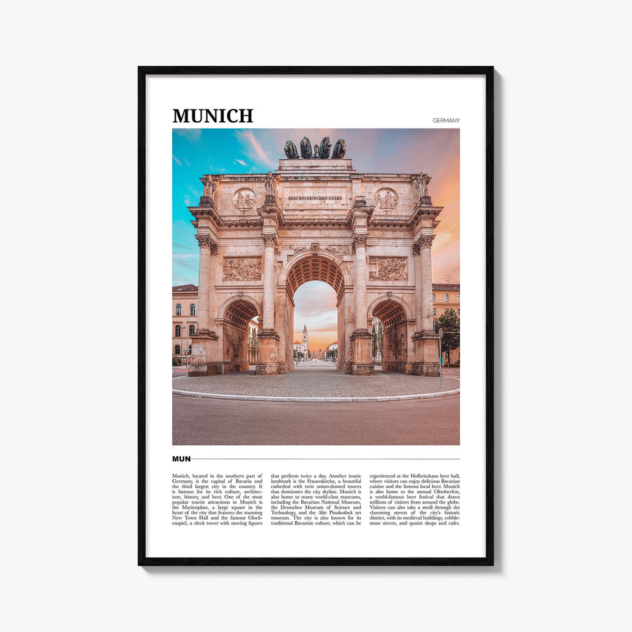 Munich colorful travel poster of Germany – vertical wall art, unframed print shown in interior mockup