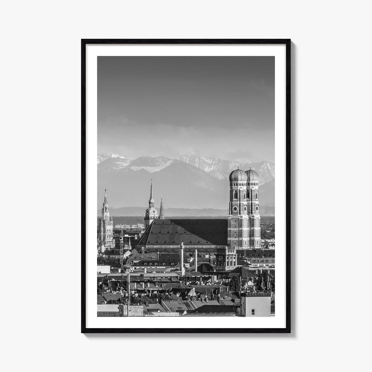 Munich no. 1 black & white photo poster of Germany – vertical wall art, unframed print shown in interior mockup