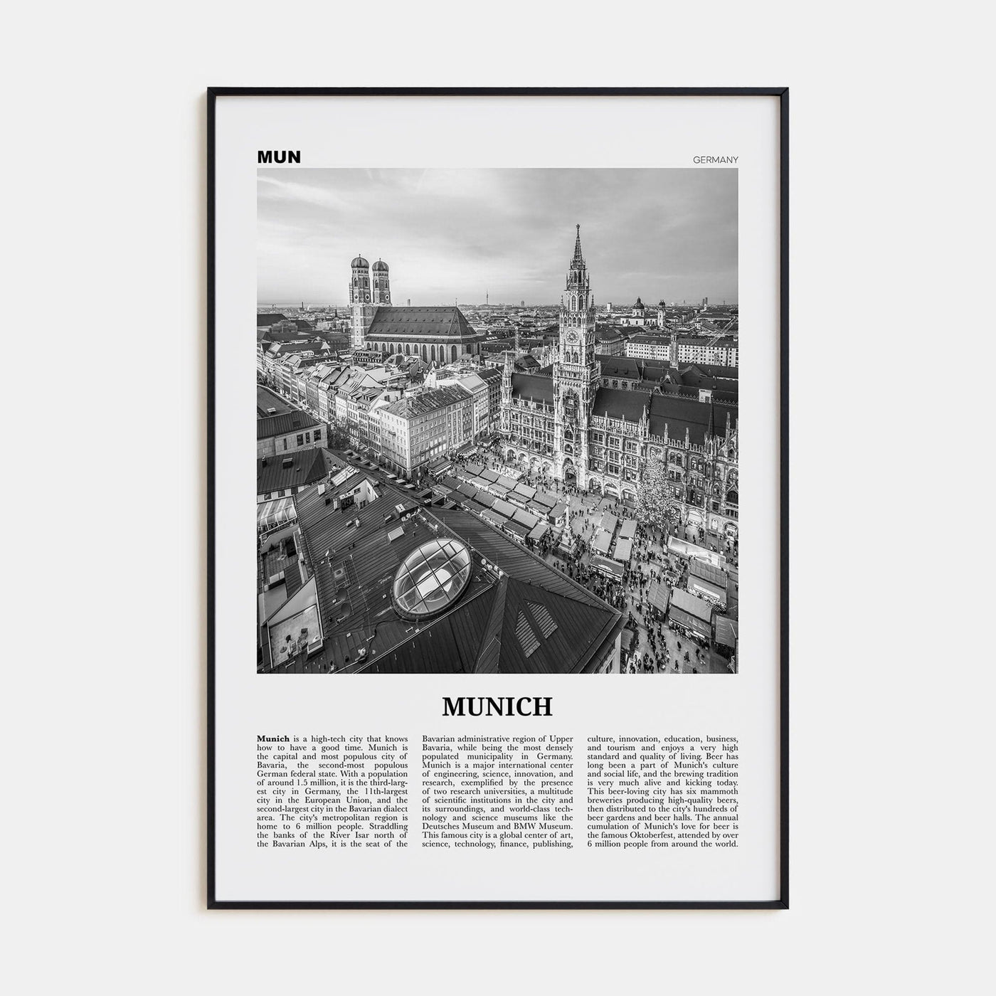 Munich No 1 Poster None / 8x12 in Nbourhood Travel B&W Poster