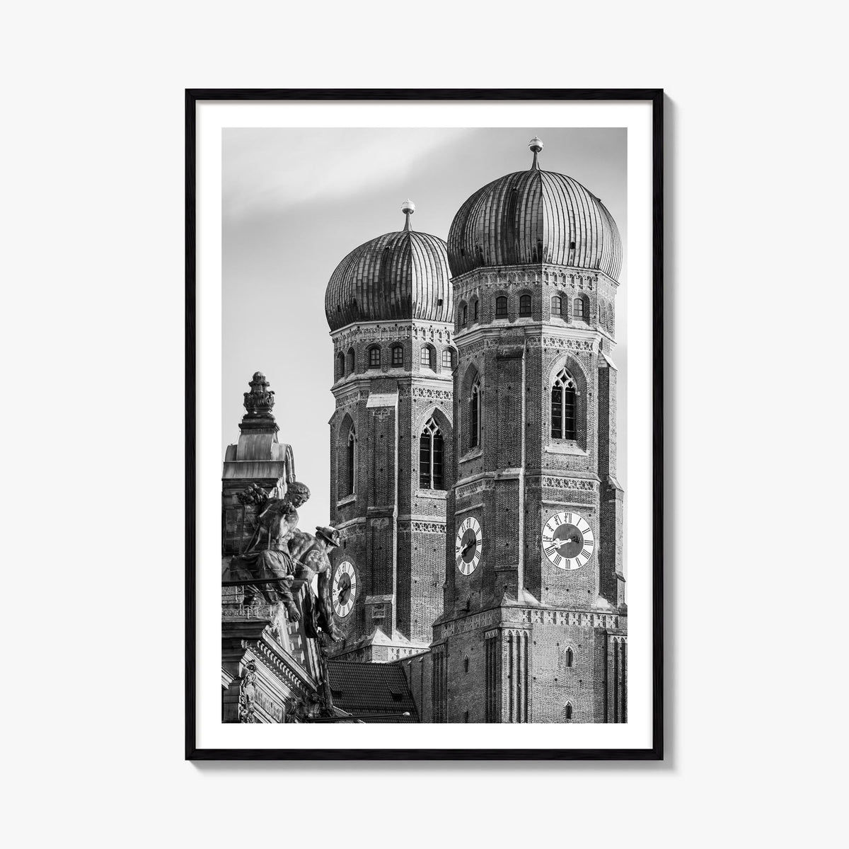 Munich no. 2 black & white photo poster of Germany – vertical wall art, unframed print shown in interior mockup