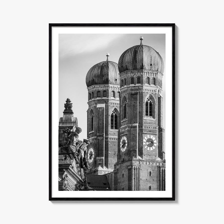 Munich no. 2 black & white photo poster of Germany – vertical wall art, unframed print shown in interior mockup