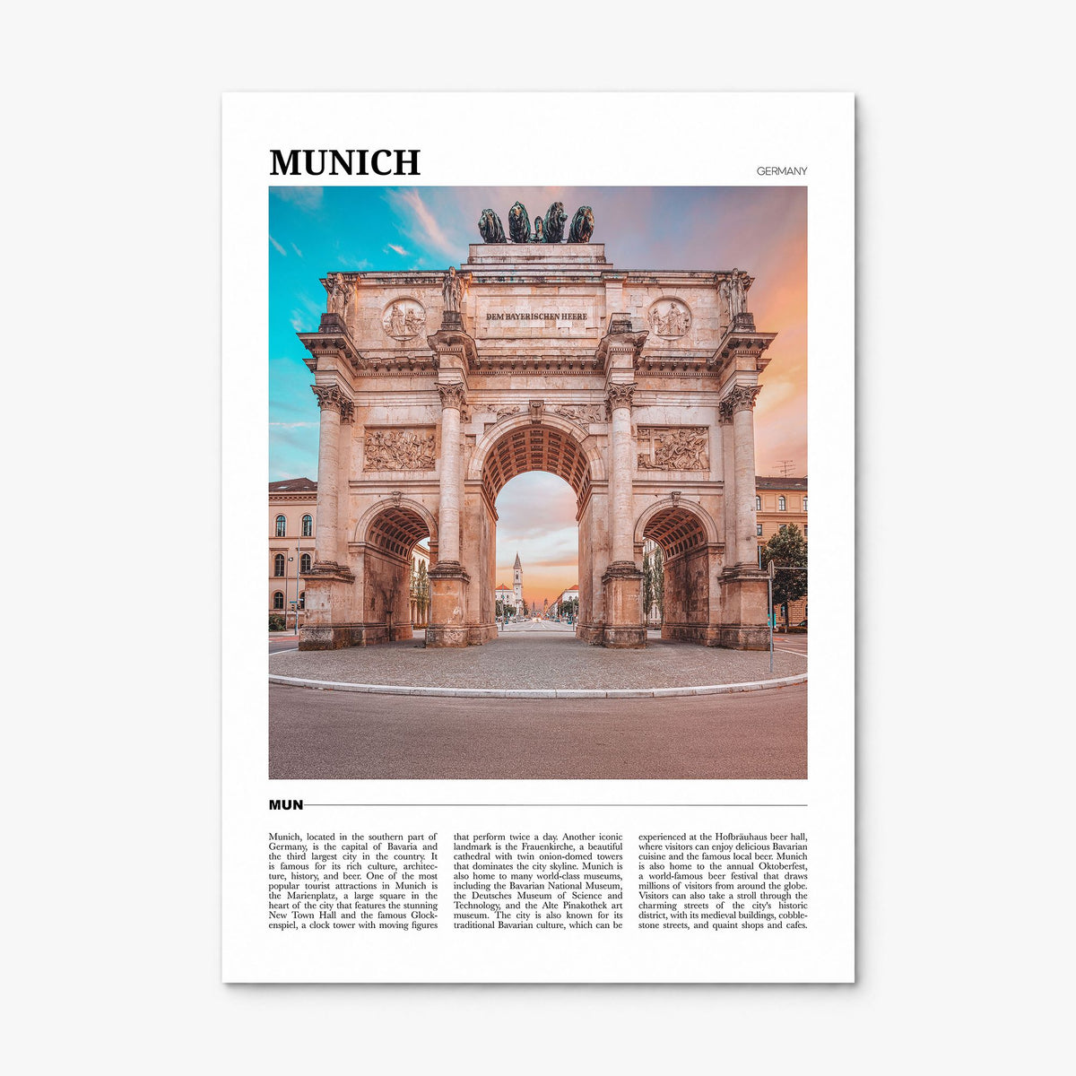 Munich Travel Poster, print only (unframed)