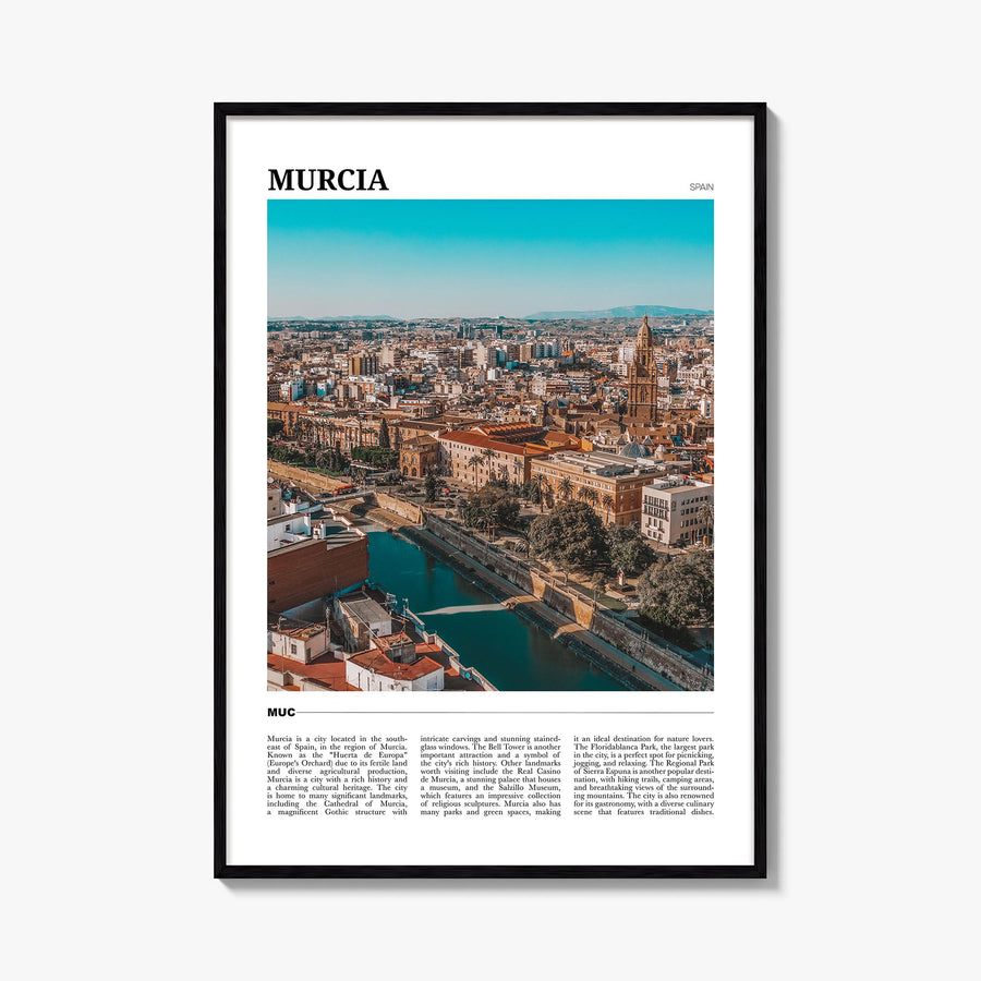 Murcia colorful travel poster of Spain – vertical wall art, unframed print shown in interior mockup