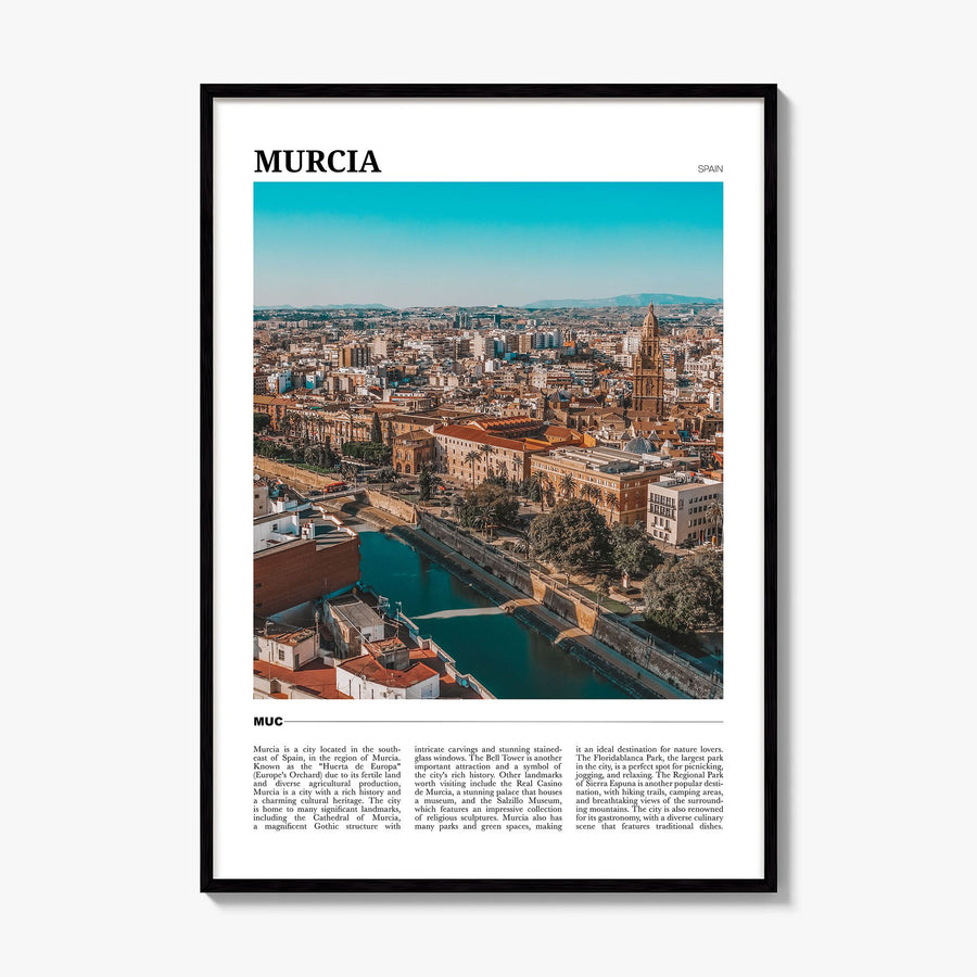 Murcia Travel Poster, framed poster mockup