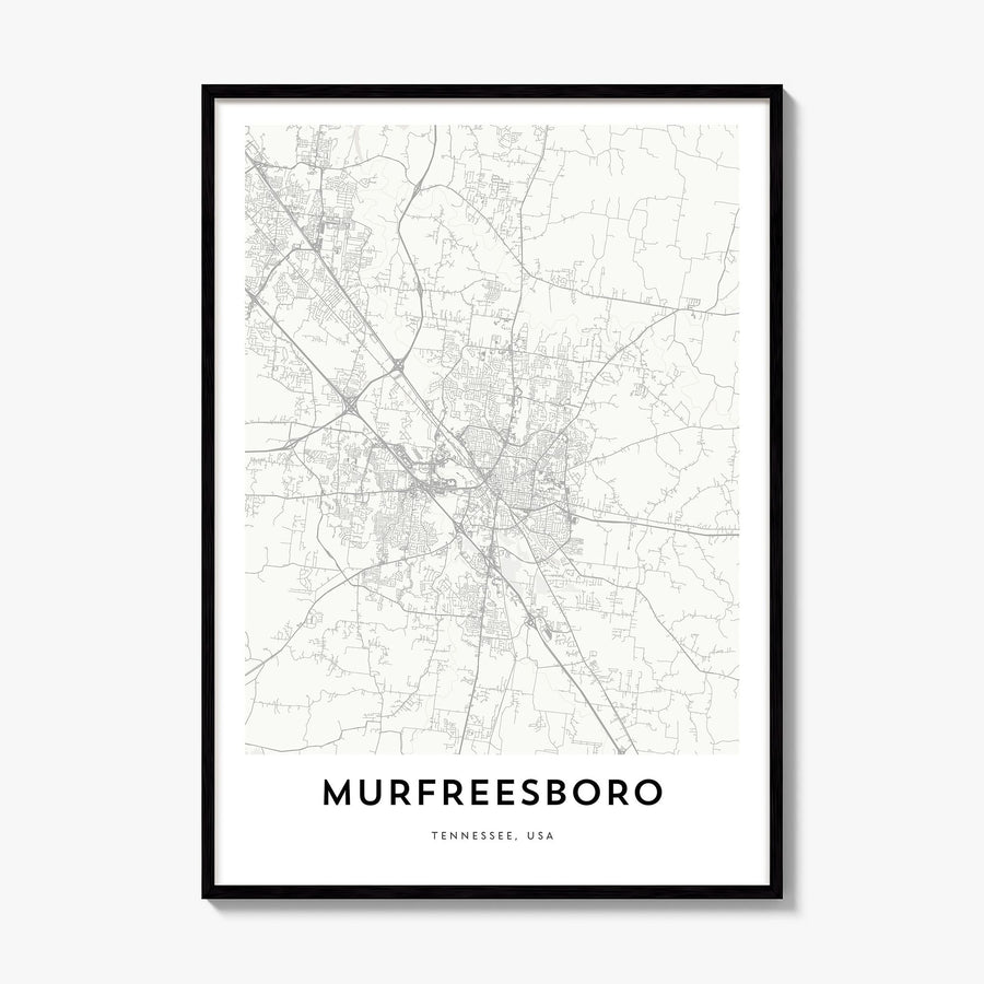 Murfreesboro Map Poster, framed poster mockup