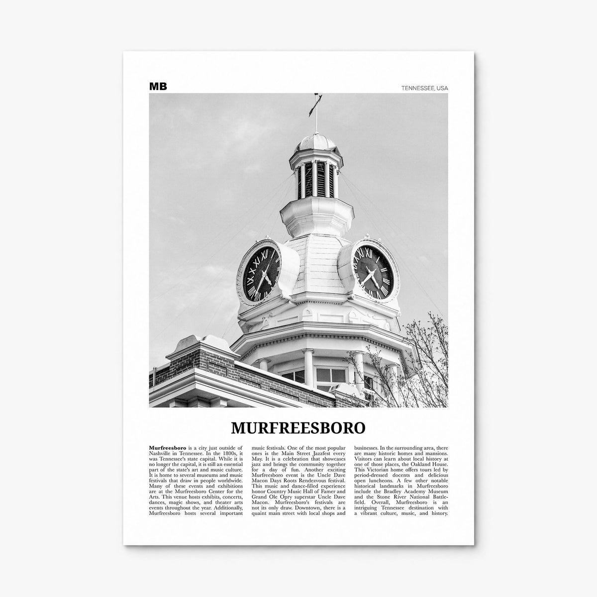 Murfreesboro Newspaper Poster, print only (unframed)