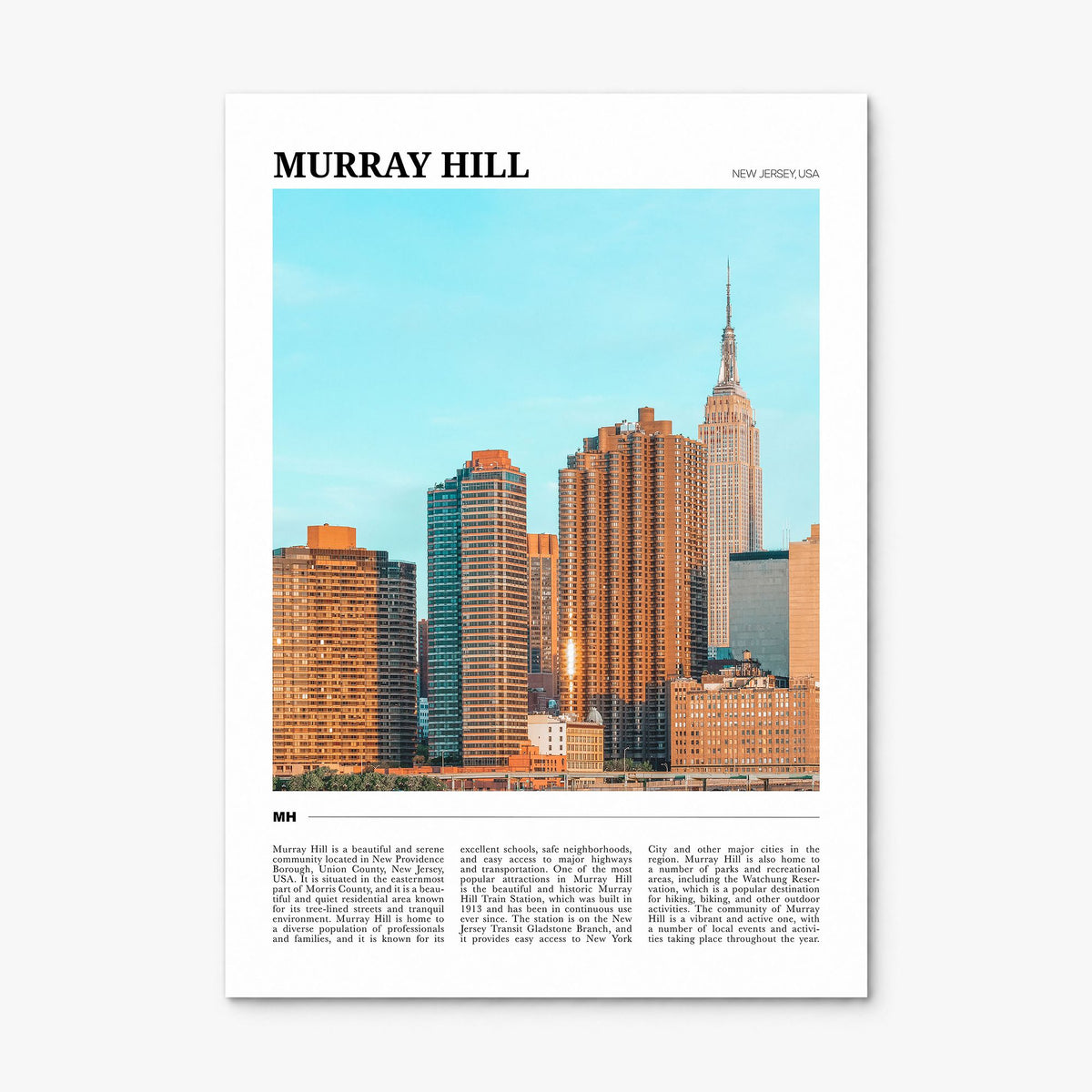 Murray Hill Travel Poster, print only (unframed)