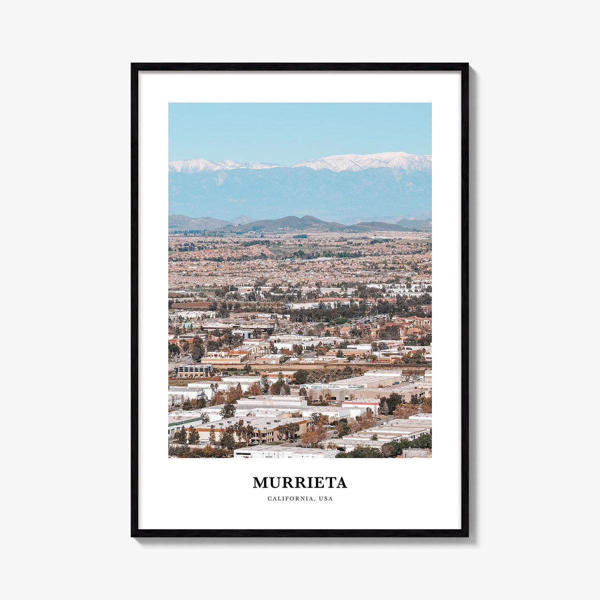 Murrieta colorful classic poster of California, USA – vertical wall art, unframed print shown in interior mockup