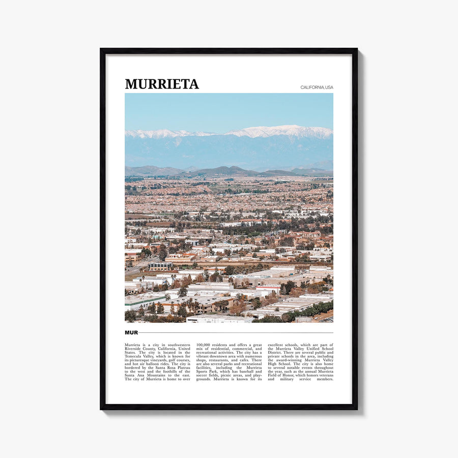 Murrieta colorful travel poster of California, USA – vertical wall art, unframed print shown in interior mockup