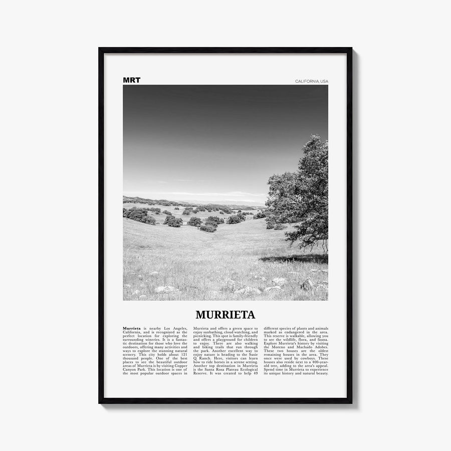 Murrieta no. 1 black & white newspaper poster of California, USA – vertical wall art, unframed print shown in interior mockup