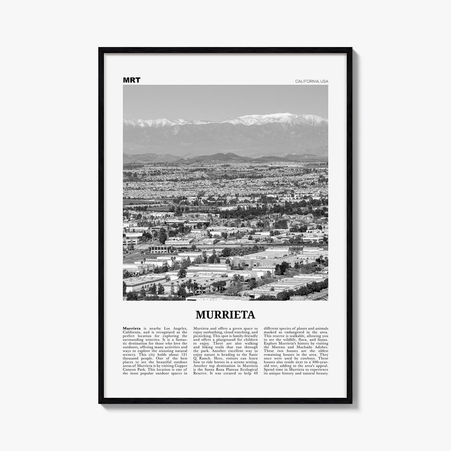 Murrieta no. 2 black & white newspaper poster of California, USA – vertical wall art, unframed print shown in interior mockup