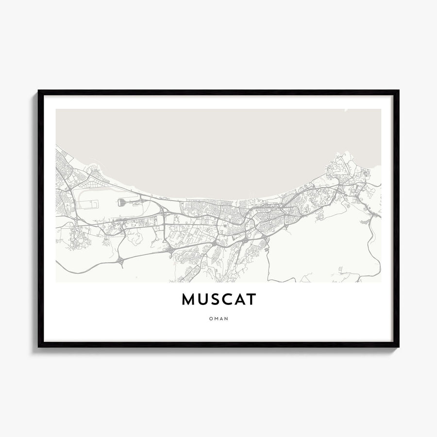 Muscat Map Poster, framed poster mockup