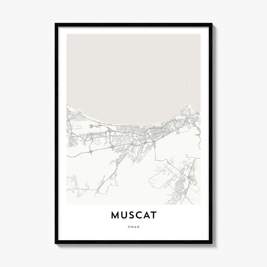 Muscat Map Poster, framed poster mockup