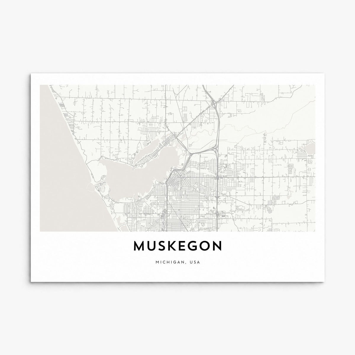 Muskegon Map Poster, print only (unframed)