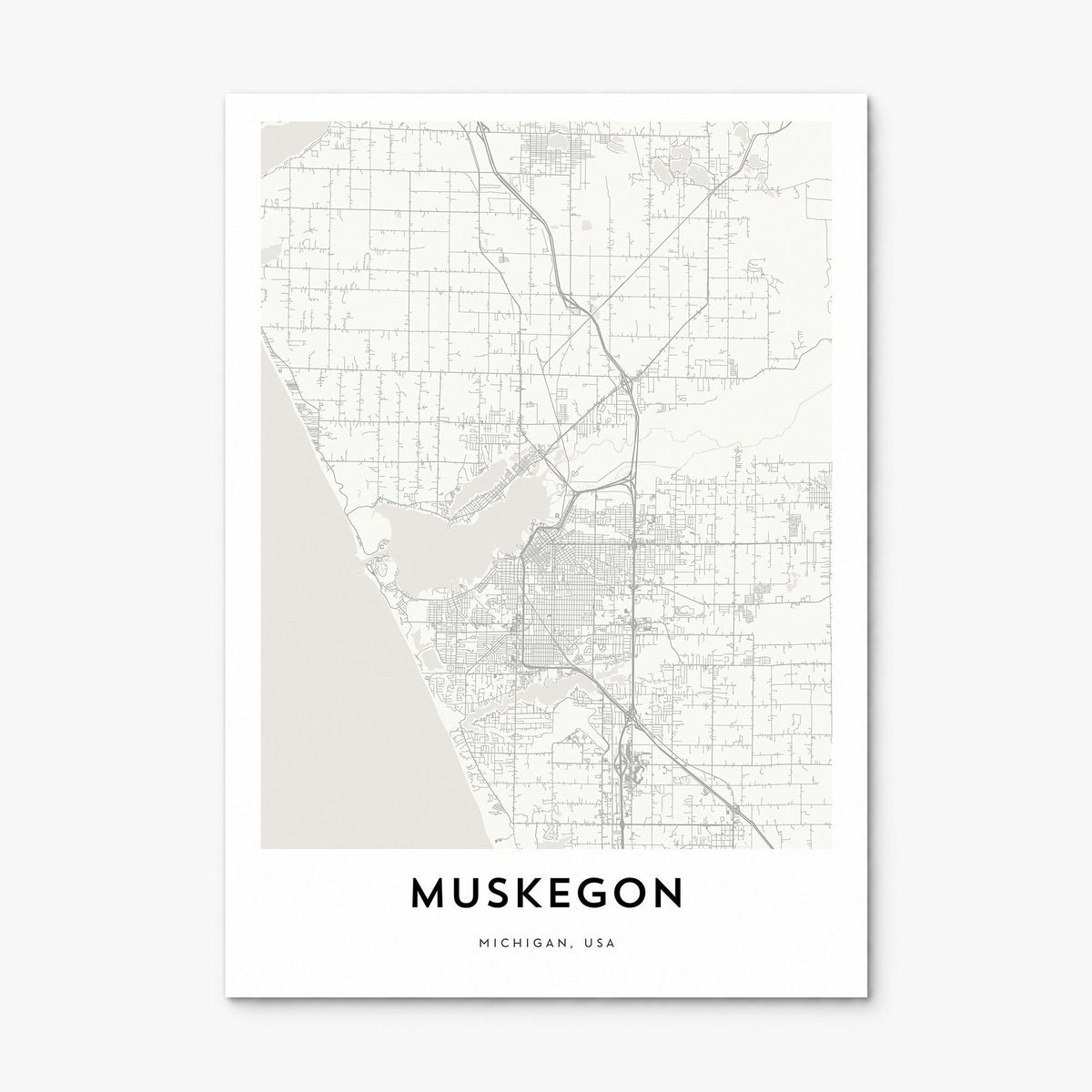 Muskegon Map Poster, print only (unframed)