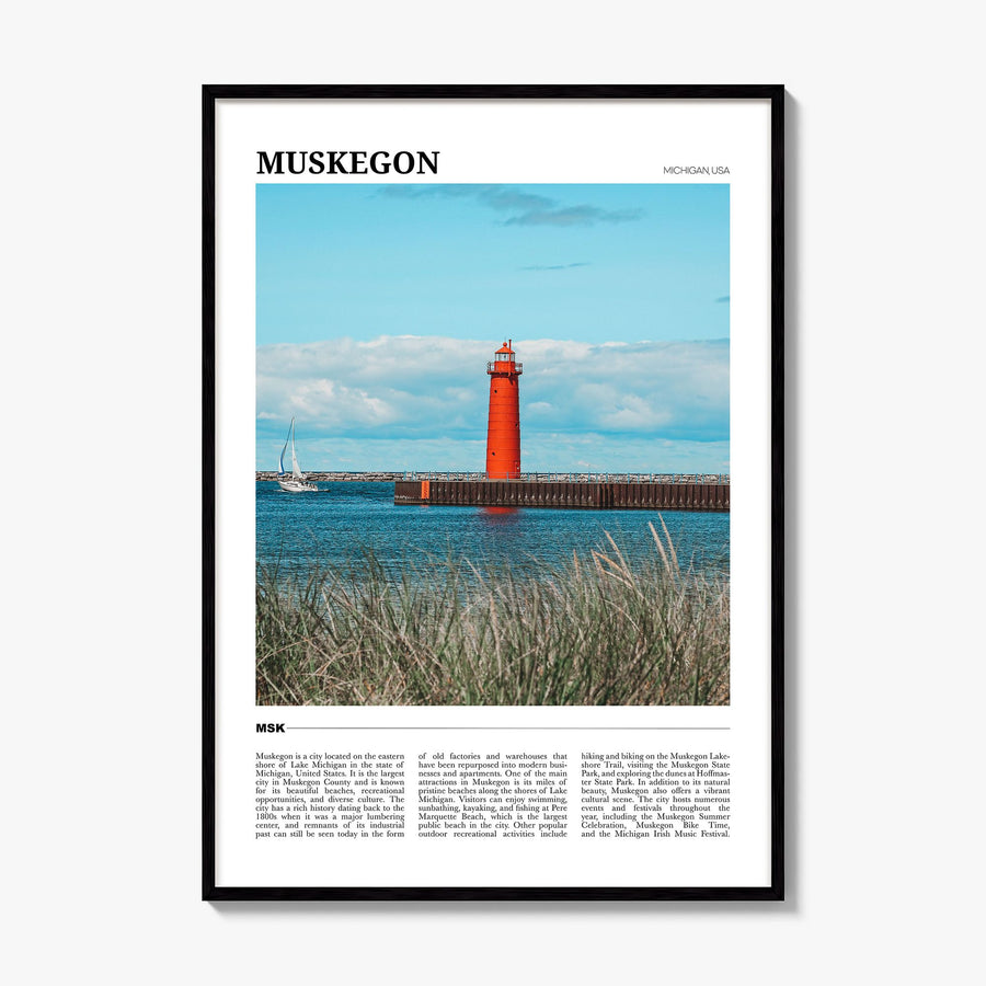 Muskegon Travel Poster, framed poster mockup