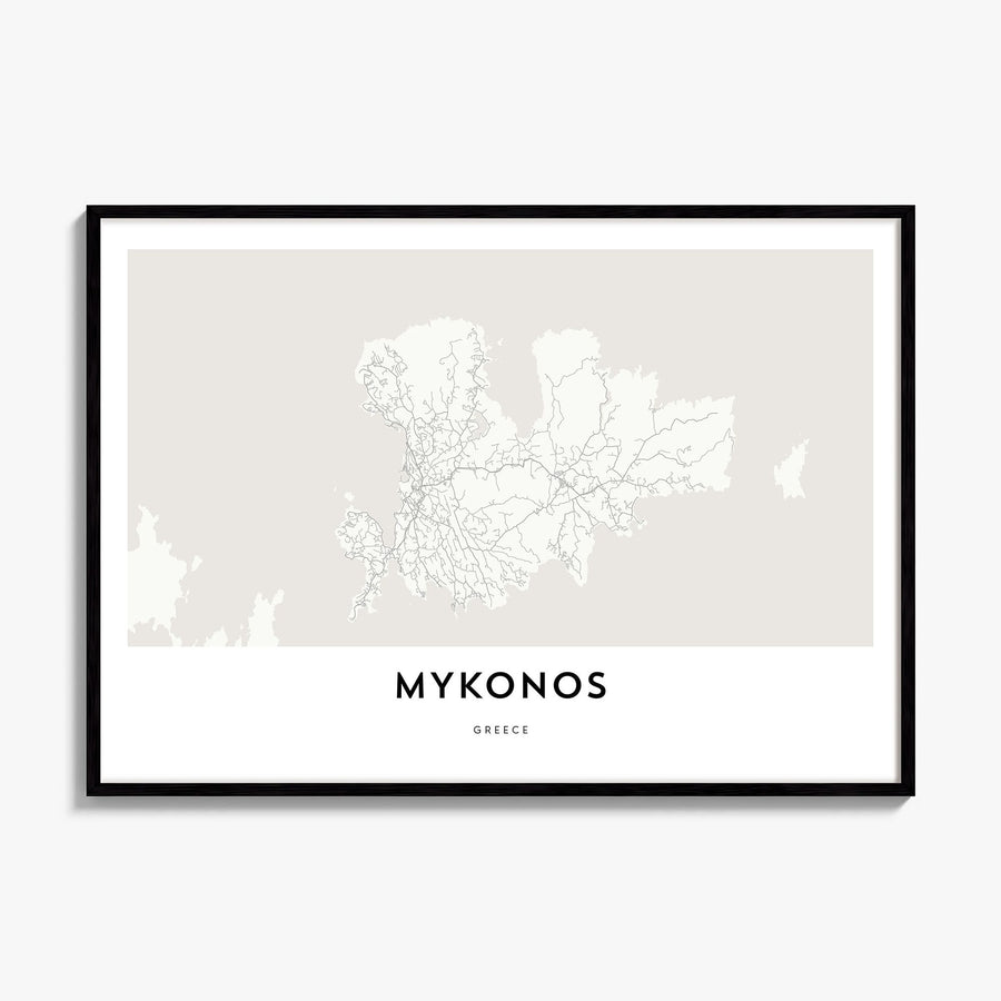 Mykonos Map Poster, framed poster mockup