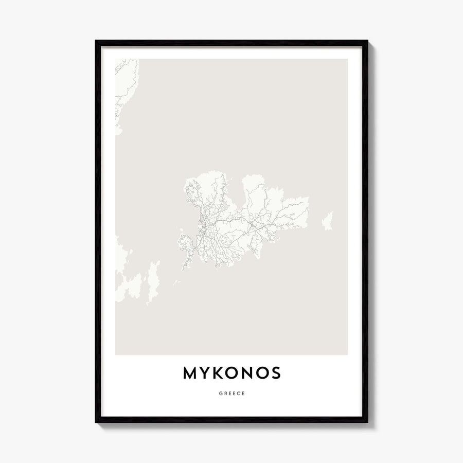 Mykonos Map Poster, framed poster mockup