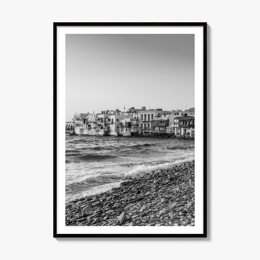 Mykonos Photo Poster, framed poster mockup, white border