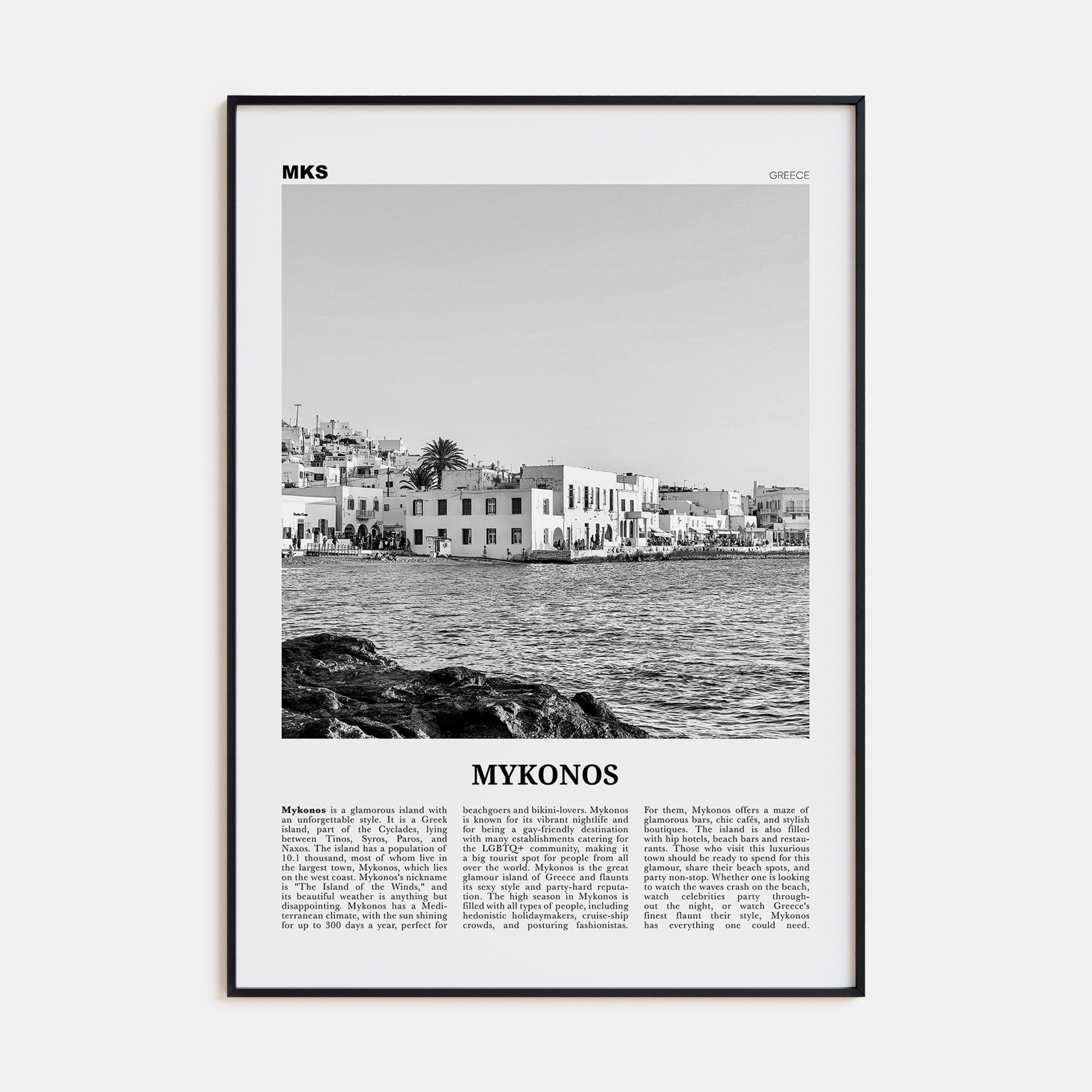 Mykonos Poster None / 8x12 in Nbourhood Travel B&W Poster