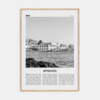 Mykonos Poster Natural Wood / 8x12 in Nbourhood Travel B&W Poster