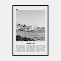 Mykonos Poster Black Wood / 8x12 in Nbourhood Travel B&W Poster