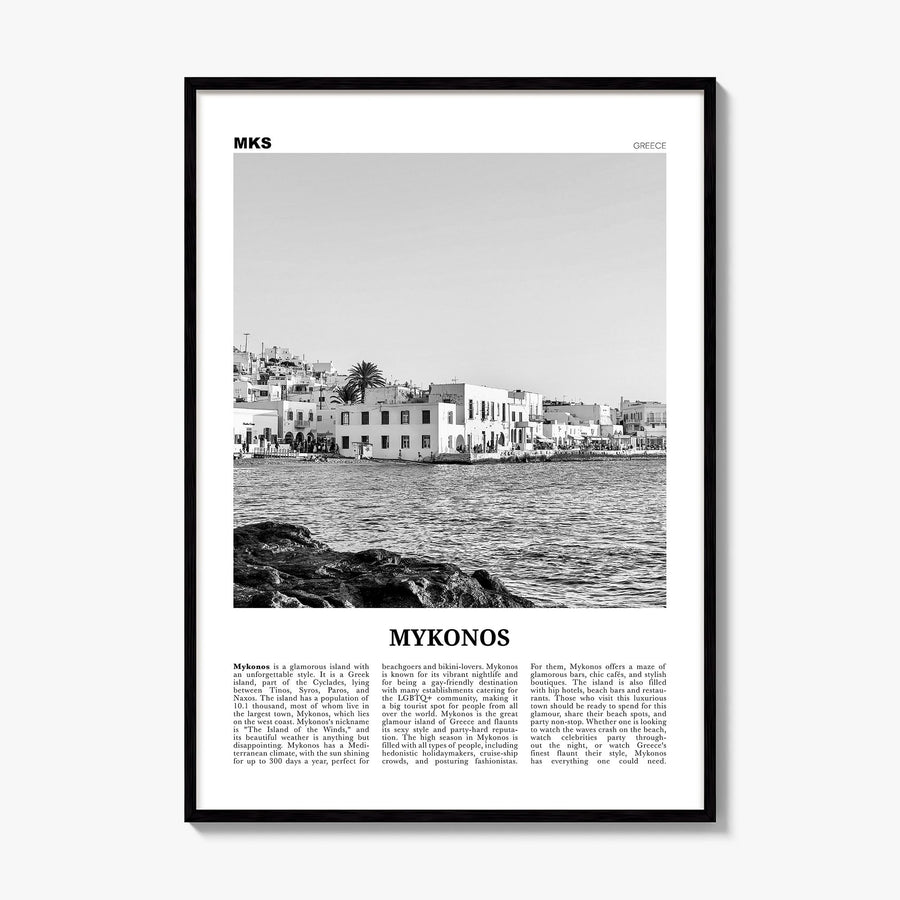 Mykonos Newspaper Poster, framed poster mockup