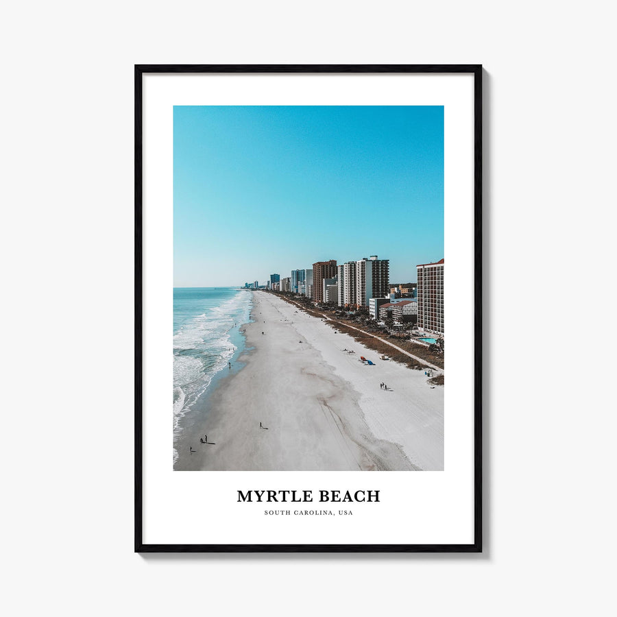 Myrtle Beach colorful classic poster of South Carolina, USA – vertical wall art, unframed print shown in interior mockup