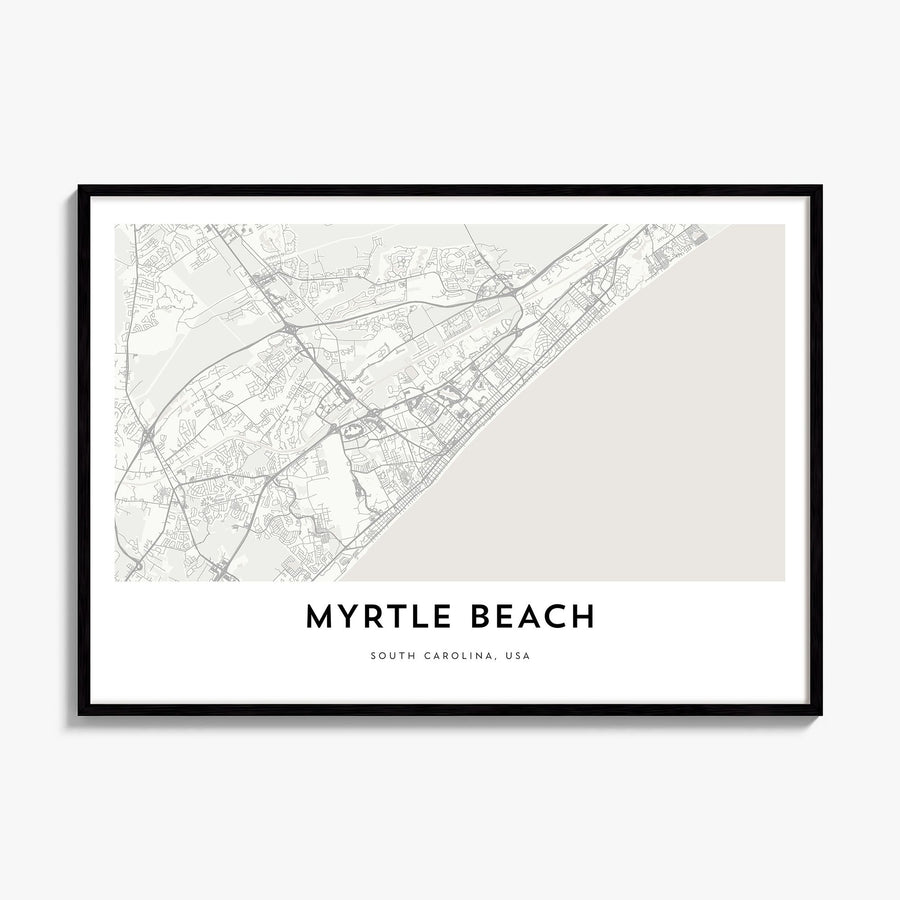 Myrtle Beach Map Poster, framed poster mockup