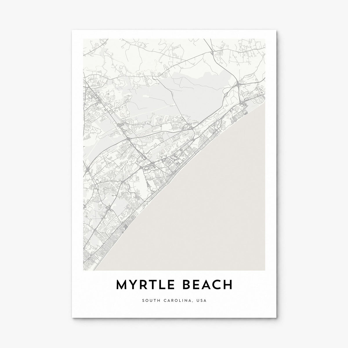 Myrtle Beach Map Poster, print only (unframed)
