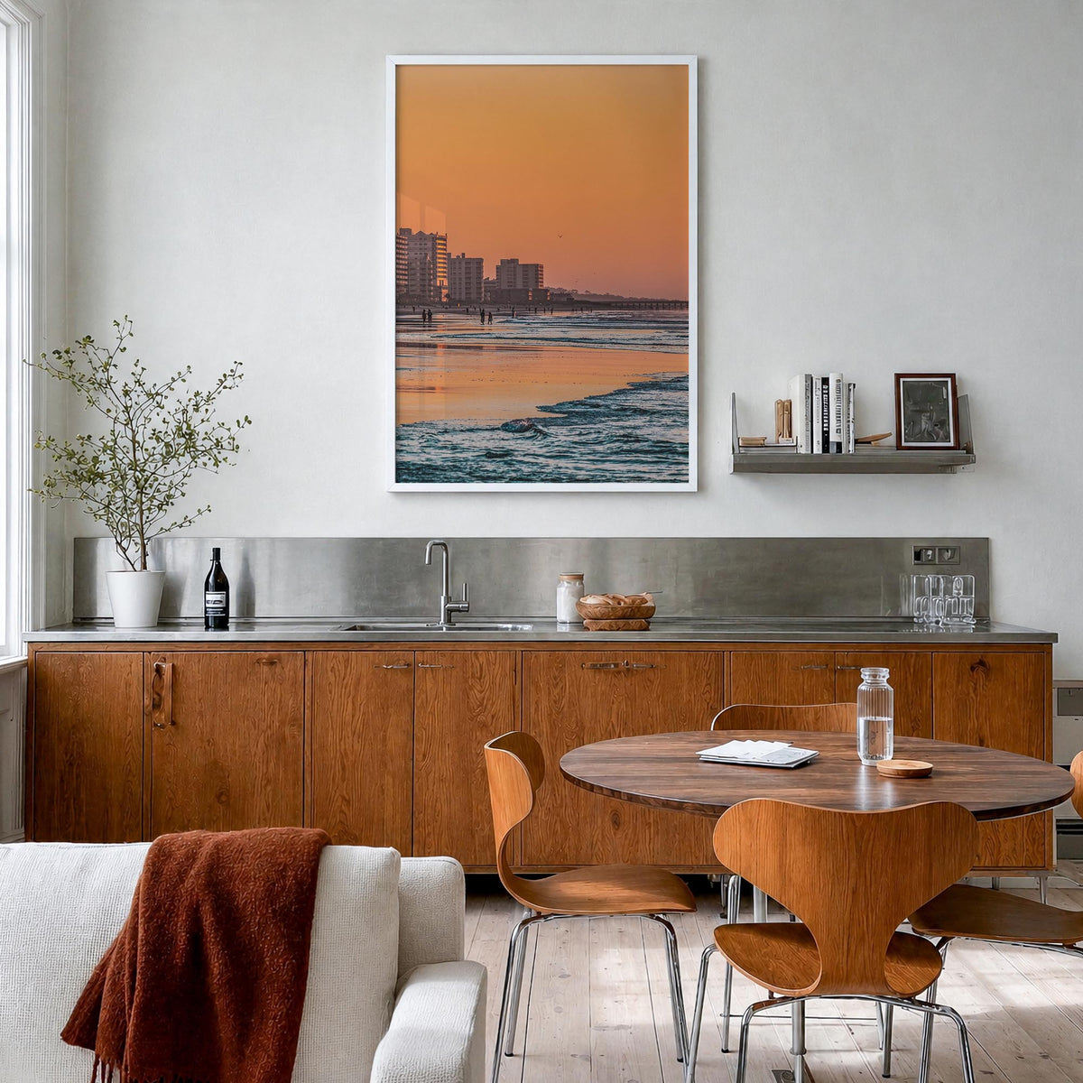 Myrtle Beach no. 1 colorful photo poster of South Carolina, USA – vertical wall art in white wood frame, hanging on wall