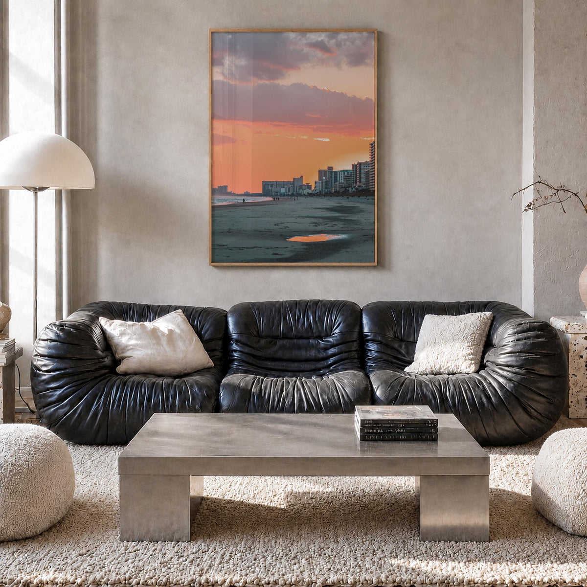 Myrtle Beach no. 2 colorful photo poster of South Carolina, USA – vertical wall art in natural wood frame, hanging on wall