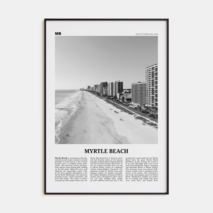 Myrtle Beach Poster None / 8x12 in Nbourhood Travel B&W Poster