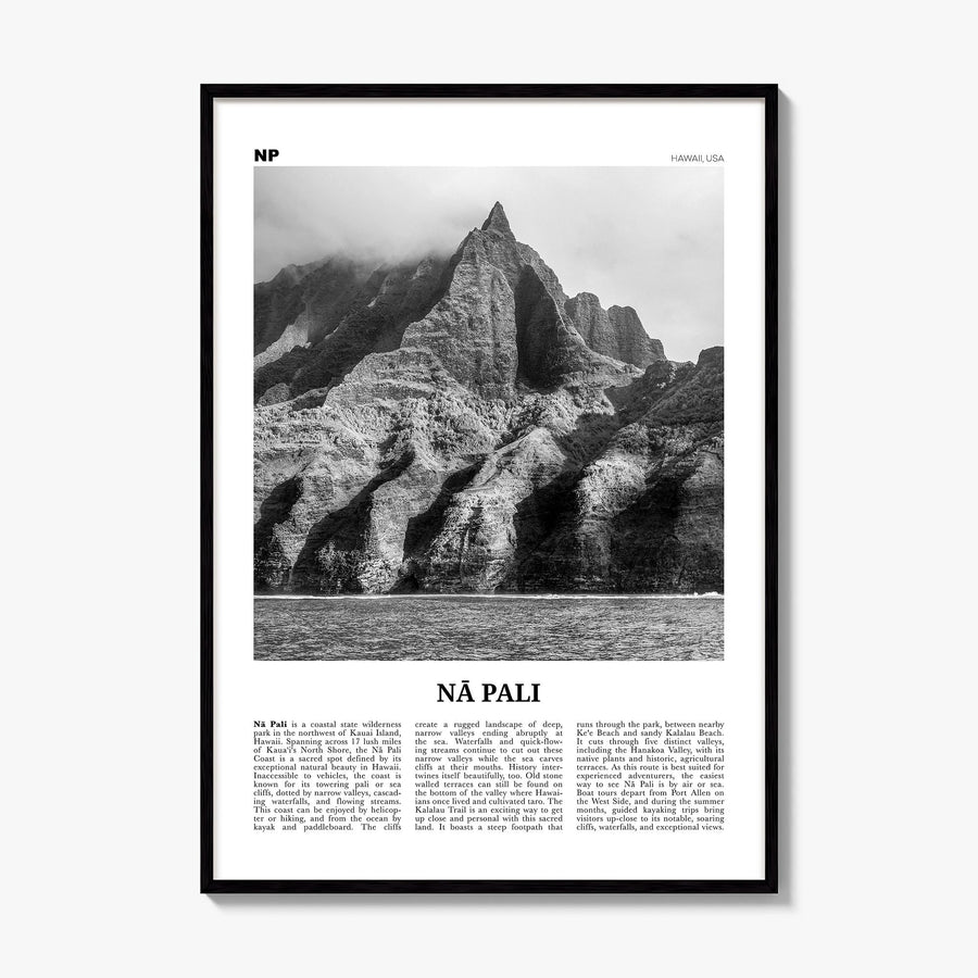 Nā Pali Newspaper Poster, framed poster mockup