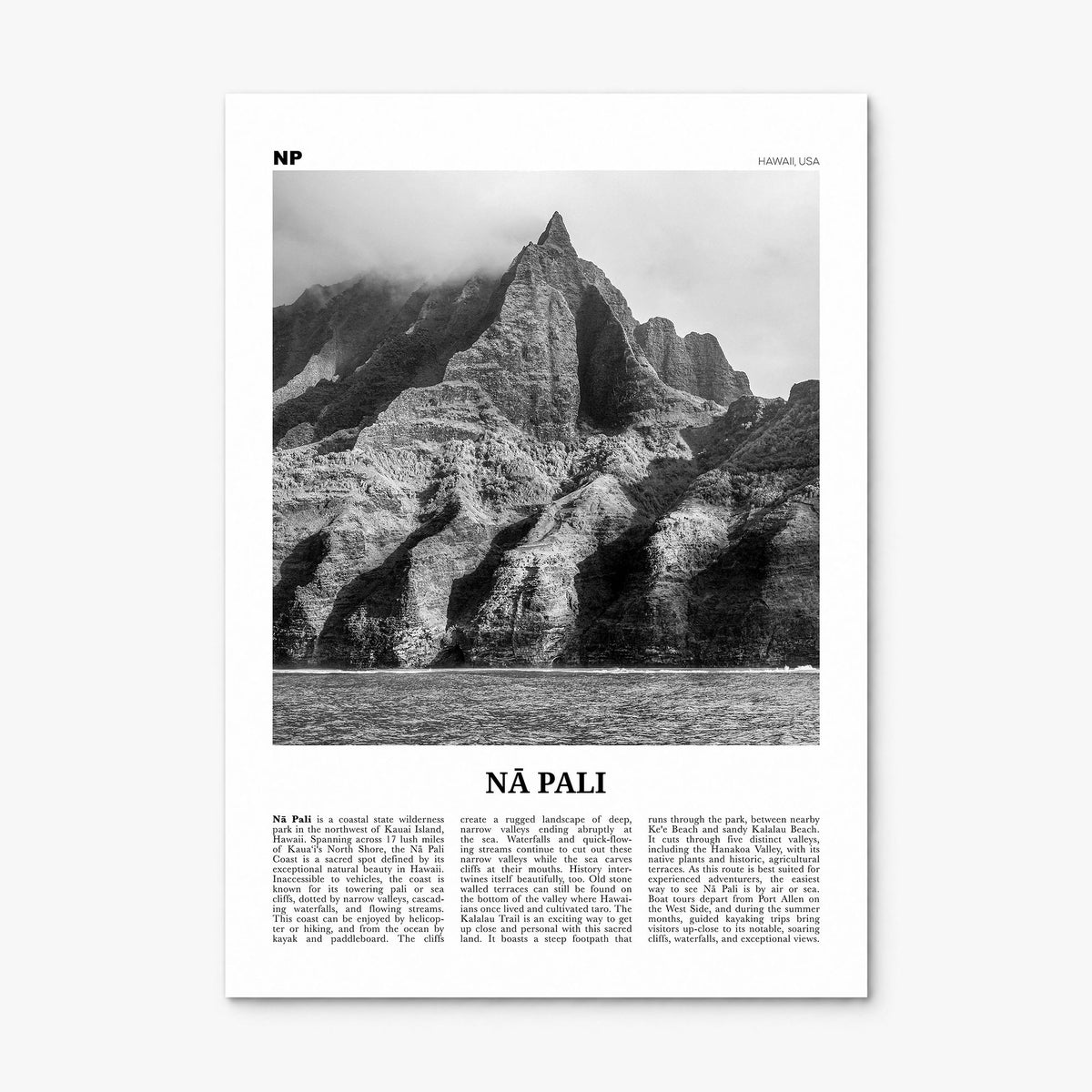 Nā Pali Newspaper Poster, print only (unframed)